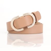 Casual Solid Color Pu Leather Alloy Plating Rhinestones Women's Leather Belts 1 Piece sku image 1