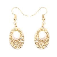 Ins Style Cross Eye Pearl Plating Zircon Drop Earrings 1 Pair sku image 3