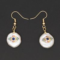 Ins Style Cross Eye Pearl Plating Zircon Drop Earrings 1 Pair main image 3