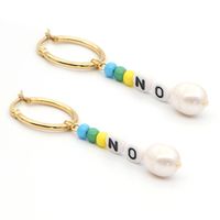 Ins Style Cross Eye Pearl Plating Zircon Drop Earrings 1 Pair sku image 1