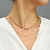 Fashion Star Moon Copper Inlay Zircon Layered Necklaces 1 Piece main image 8