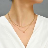 Fashion Star Moon Copper Inlay Zircon Layered Necklaces 1 Piece sku image 2