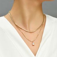 Fashion Star Moon Copper Inlay Zircon Layered Necklaces 1 Piece sku image 6