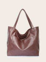 Women's Large All Seasons Pu Leather Solid Color Fashion Square Lock Clasp Tote Bag sku image 5