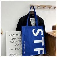 Women's Large All Seasons Canvas Letter Streetwear Square Magnetic Buckle Tote Bag sku image 3
