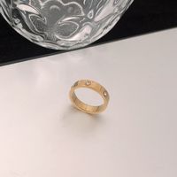 Fashion Round Titanium Steel Polishing Inlay Artificial Diamond Rings 1 Piece sku image 7