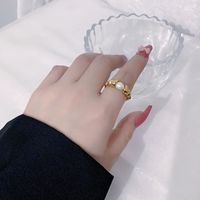 Ins Style Solid Color Titanium Steel Pearl Rings 1 Piece main image 3
