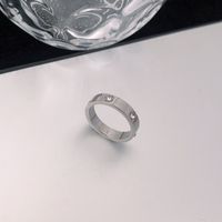Fashion Round Titanium Steel Polishing Inlay Artificial Diamond Rings 1 Piece sku image 4
