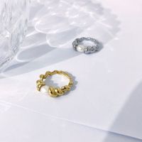 Ins Style Solid Color Titanium Steel Pearl Rings 1 Piece main image 1