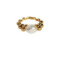 Ins Style Solid Color Titanium Steel Pearl Rings 1 Piece main image 2