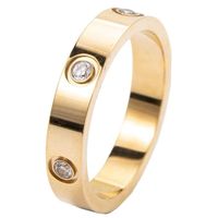 Fashion Round Titanium Steel Polishing Inlay Artificial Diamond Rings 1 Piece main image 3