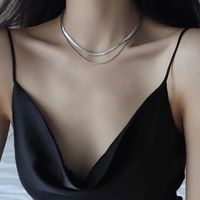 Ins Style Solid Color Titanium Steel Plating Layered Necklaces 1 Piece main image 3
