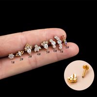 Fashion Geometric Titanium Steel Plating Zircon Lip Stud sku image 7