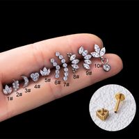 1 Piece Fashion Crown Plating Titanium Steel Zircon Ear Studs sku image 1