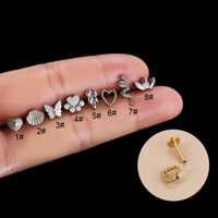 Fashion Heart Shape Titanium Steel Plating Lip Stud Ear Studs sku image 3