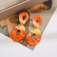 Wholesale Jewelry Vintage Style Geometric Round Gradient Color Metal Plating Drop Earrings sku image 20