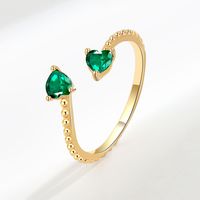 Fashion Heart Shape Copper Plating Inlay Zircon Open Ring 1 Piece sku image 5
