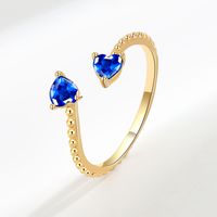 Fashion Heart Shape Copper Plating Inlay Zircon Open Ring 1 Piece sku image 9
