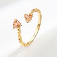 Fashion Heart Shape Copper Plating Inlay Zircon Open Ring 1 Piece sku image 10
