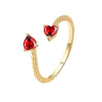 Fashion Heart Shape Copper Plating Inlay Zircon Open Ring 1 Piece main image 3