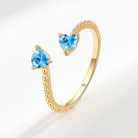Fashion Heart Shape Copper Plating Inlay Zircon Open Ring 1 Piece sku image 3