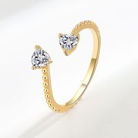 Fashion Heart Shape Copper Plating Inlay Zircon Open Ring 1 Piece sku image 4