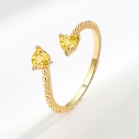 Fashion Heart Shape Copper Plating Inlay Zircon Open Ring 1 Piece sku image 8