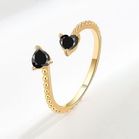 Fashion Heart Shape Copper Plating Inlay Zircon Open Ring 1 Piece sku image 12