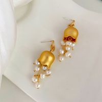 French Style Flower Pearl Copper Drop Earrings 1 Pair main image 1