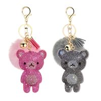 1 Piece Cute Bear Alloy Inlay Rhinestones Bag Pendant Keychain main image 4