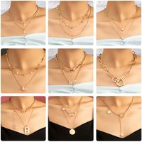 Fashion Star Moon Copper Inlay Zircon Layered Necklaces 1 Piece main image 1