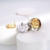 Mode Rond Le Cuivre Placage Boucles D'oreilles 1 Paire main image 5