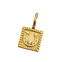 201 Stainless Steel 304 Stainless Steel Gold Plated Vintage Style Plating Inlay Square Horseshoe Zircon Pendant Necklace main image 4