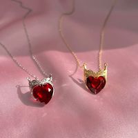 201 Stainless Steel 304 Stainless Steel Glass Gold Plated Casual Simple Style Inlay Heart Shape Crown Zircon Pendant Necklace main image 4