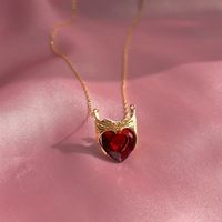 201 Stainless Steel 304 Stainless Steel Glass Gold Plated Casual Simple Style Inlay Heart Shape Crown Zircon Pendant Necklace sku image 1