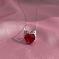 201 Stainless Steel 304 Stainless Steel Glass Gold Plated Casual Simple Style Inlay Heart Shape Crown Zircon Pendant Necklace main image 3