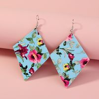 1 Pair Fashion Water Droplets Pu Leather Copper Printing Women's Earrings main image 7