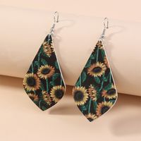 1 Pair Fashion Water Droplets Pu Leather Copper Printing Women's Earrings sku image 1
