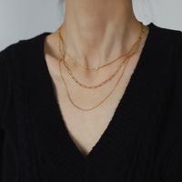 Simple Style Solid Color Titanium Steel Layered Necklace main image 5