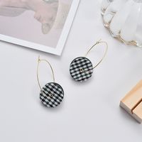 1 Pair Fashion Houndstooth Color Block Alloy Earrings main image 5