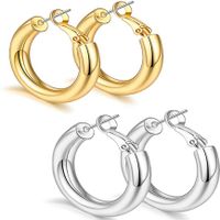 Simple Style Solid Color Stainless Steel Hoop Earrings 1 Pair main image 1