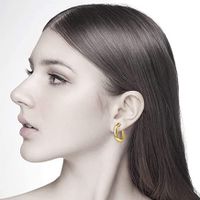 Simple Style Solid Color Stainless Steel Hoop Earrings 1 Pair main image 5