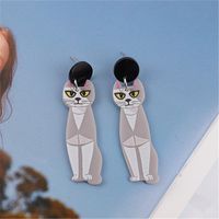 Wholesale Jewelry 1 Pair Cartoon Style Cat Arylic Drop Earrings sku image 1