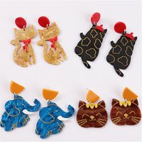 Wholesale Jewelry 1 Pair Cartoon Style Animal Cat Arylic Drop Earrings main image 3