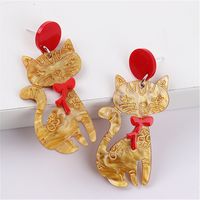 Wholesale Jewelry 1 Pair Cartoon Style Animal Cat Arylic Drop Earrings sku image 1