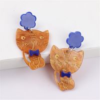 Wholesale Jewelry 1 Pair Cartoon Style Animal Cat Arylic Drop Earrings sku image 3