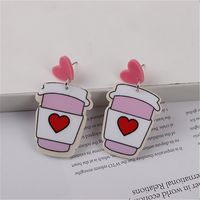 1 Pair Cute Cup Heart Shape Arylic Women's Drop Earrings sku image 4