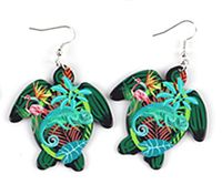 1 Pair Ethnic Style Tortoise Flower Arylic Women's Drop Earrings sku image 3