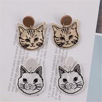 1 Pair Retro Cat Arylic Women's Ear Studs main image 4