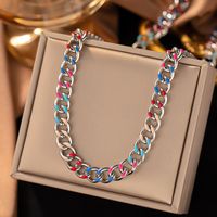 Fashion Color Block Titanium Steel Enamel Chain Jewelry Set 1 Piece main image 5